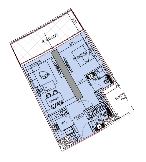 Binghatti Aquarise 1 bed floor plan, 785 – 813 sqft