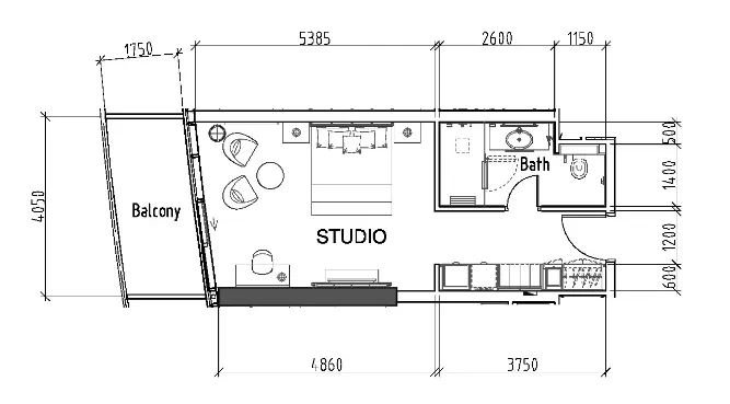 Damac Hills - Radisson Dubai Studio floor plan, 478 – 479 sqft