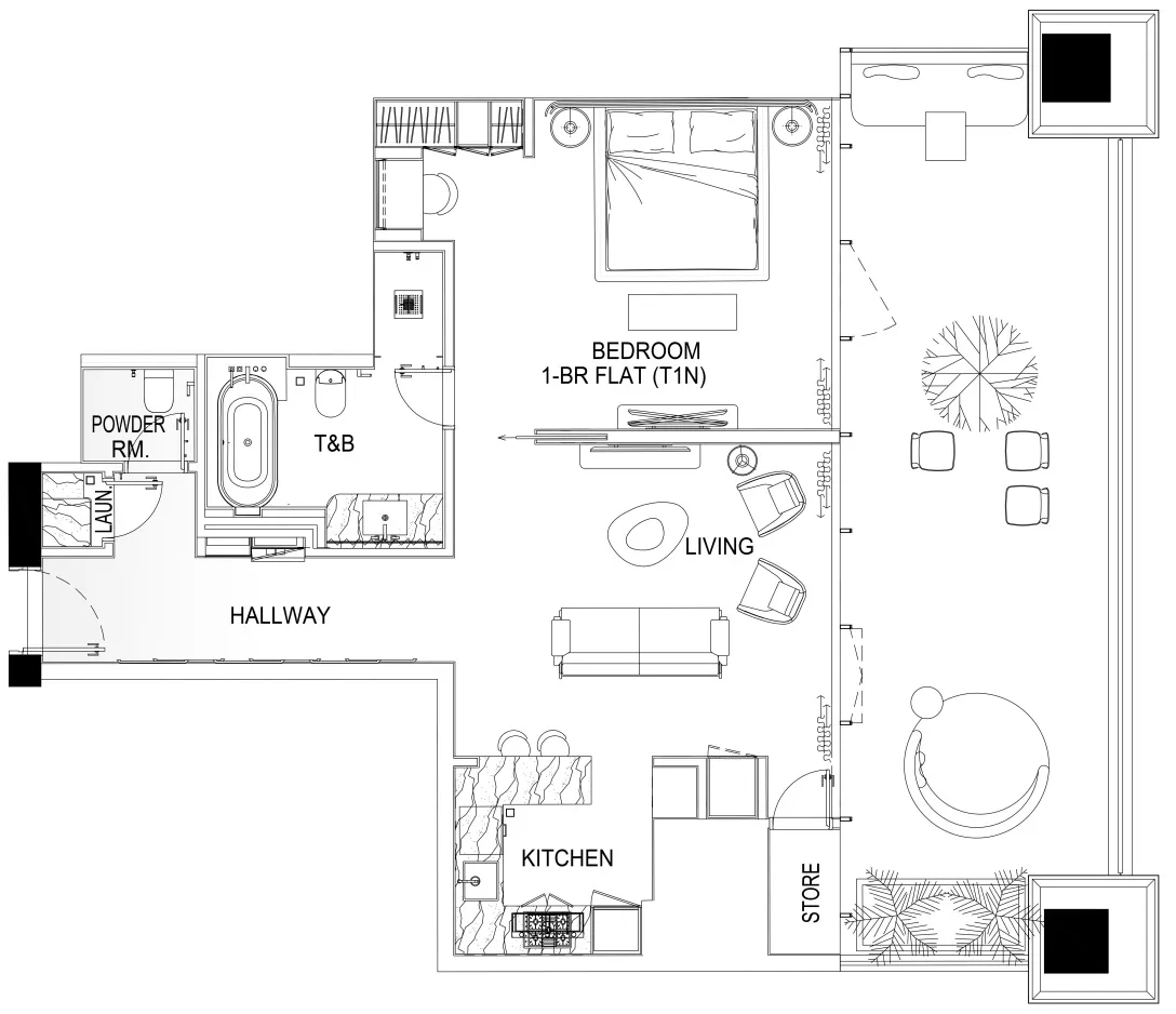 DaVinci 1 bed floor plan, 2,098 sqft