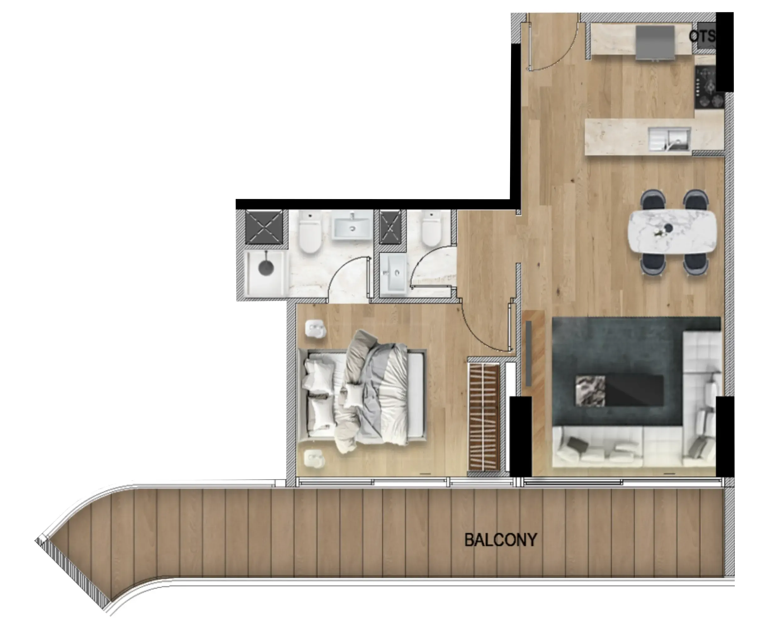 Barari Gate by ADE 1 bed floor plan, 776 sqft