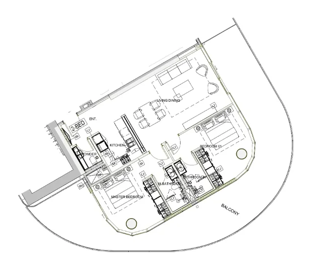 Damac Casa 2 bed floor plan, 1,860 sqft