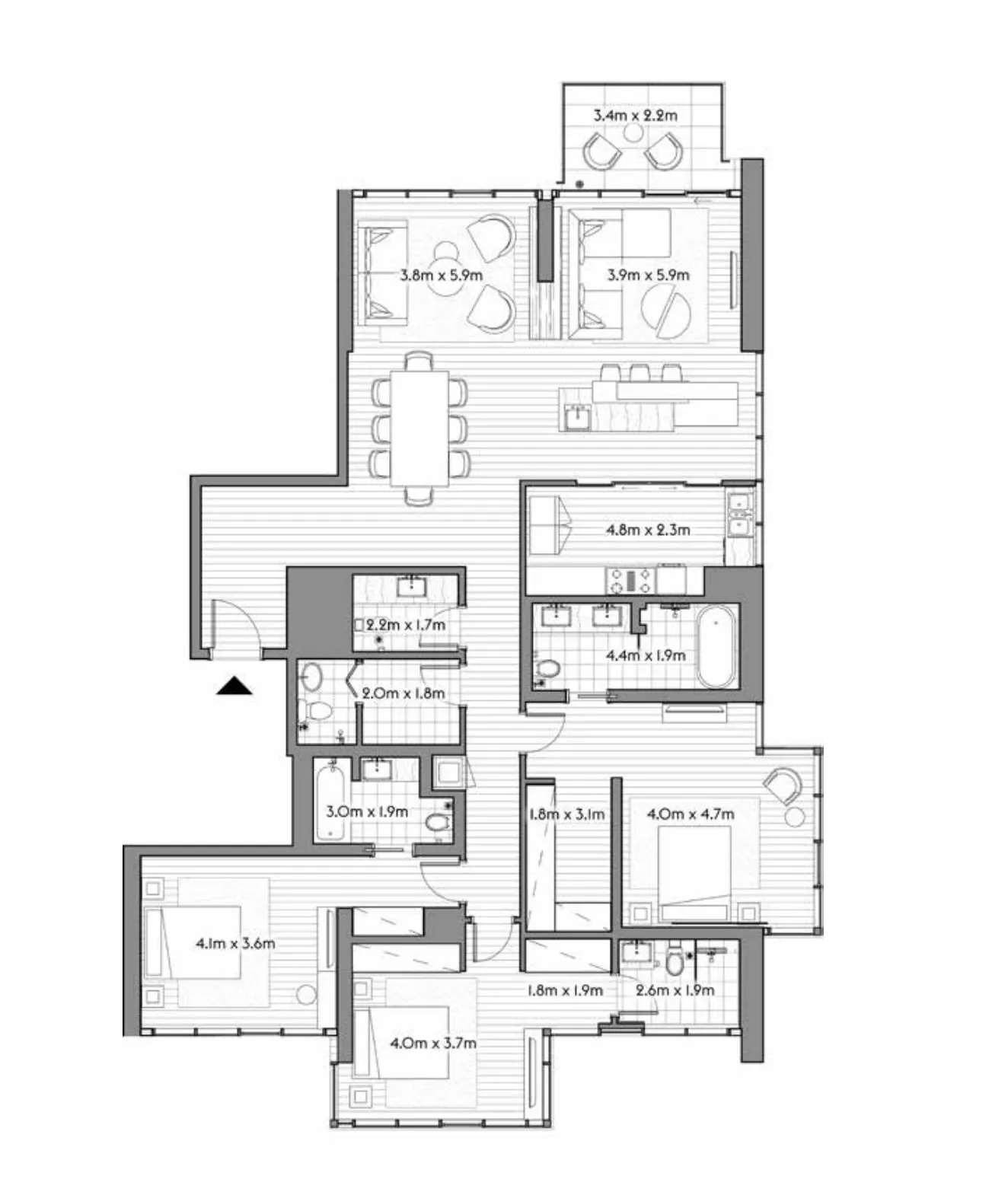 Anwa 3 bed floor plan, 4,515 sqft