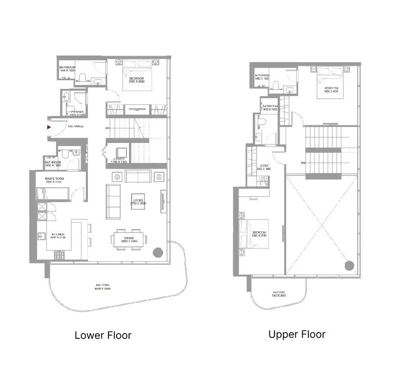 Pierside Marina Residences 3 bed floor plan, 2,156 sqft