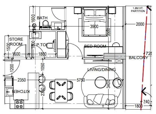 Al Haseen Residences 6 1 bed floor plan, 759 sqft