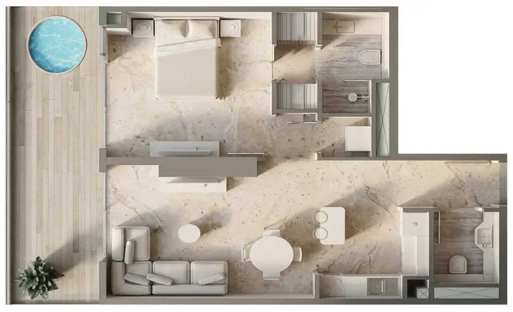 Sky Line by Peace Homes 1 bed floor plan, 972 – 986 sqft
