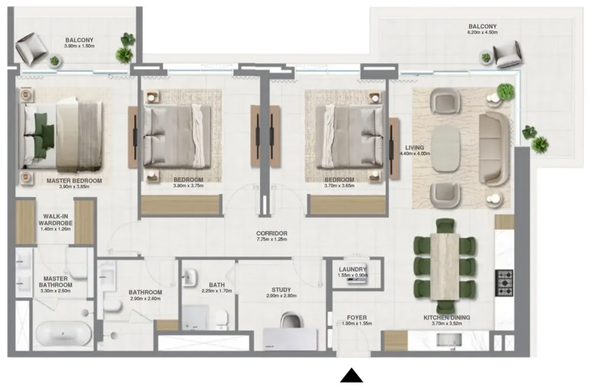 Golf Verge 3 bed floor plan, 1,773 sqft