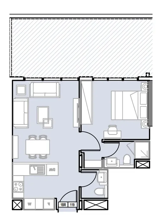 Verdana III 1 bed floor plan, 750 sqft