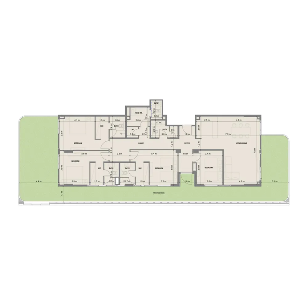 Blue Marina Residence 4 bed floor plan, 3,186 sqft