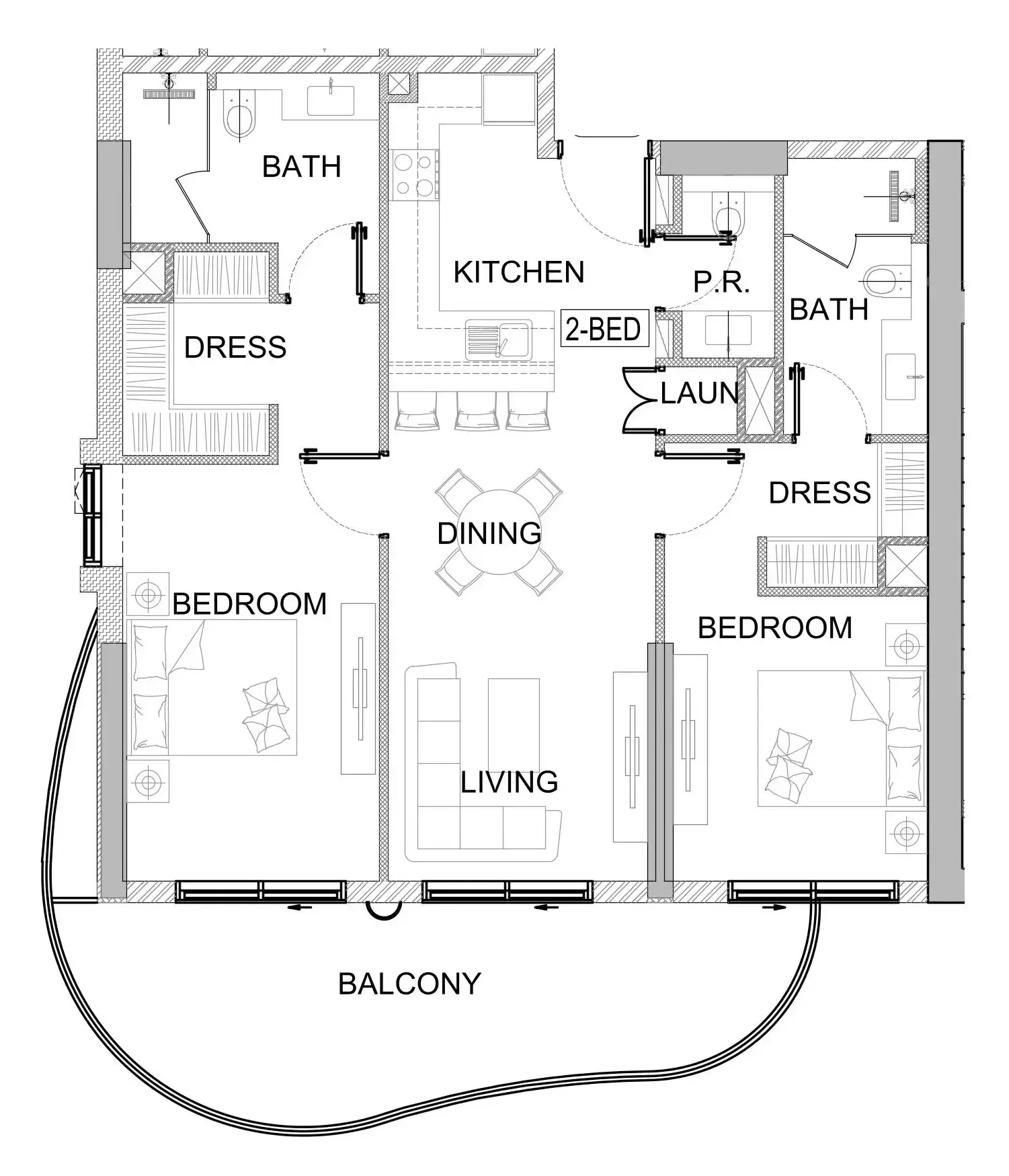Valencia 2 bed floor plan, 1,180 sqft
