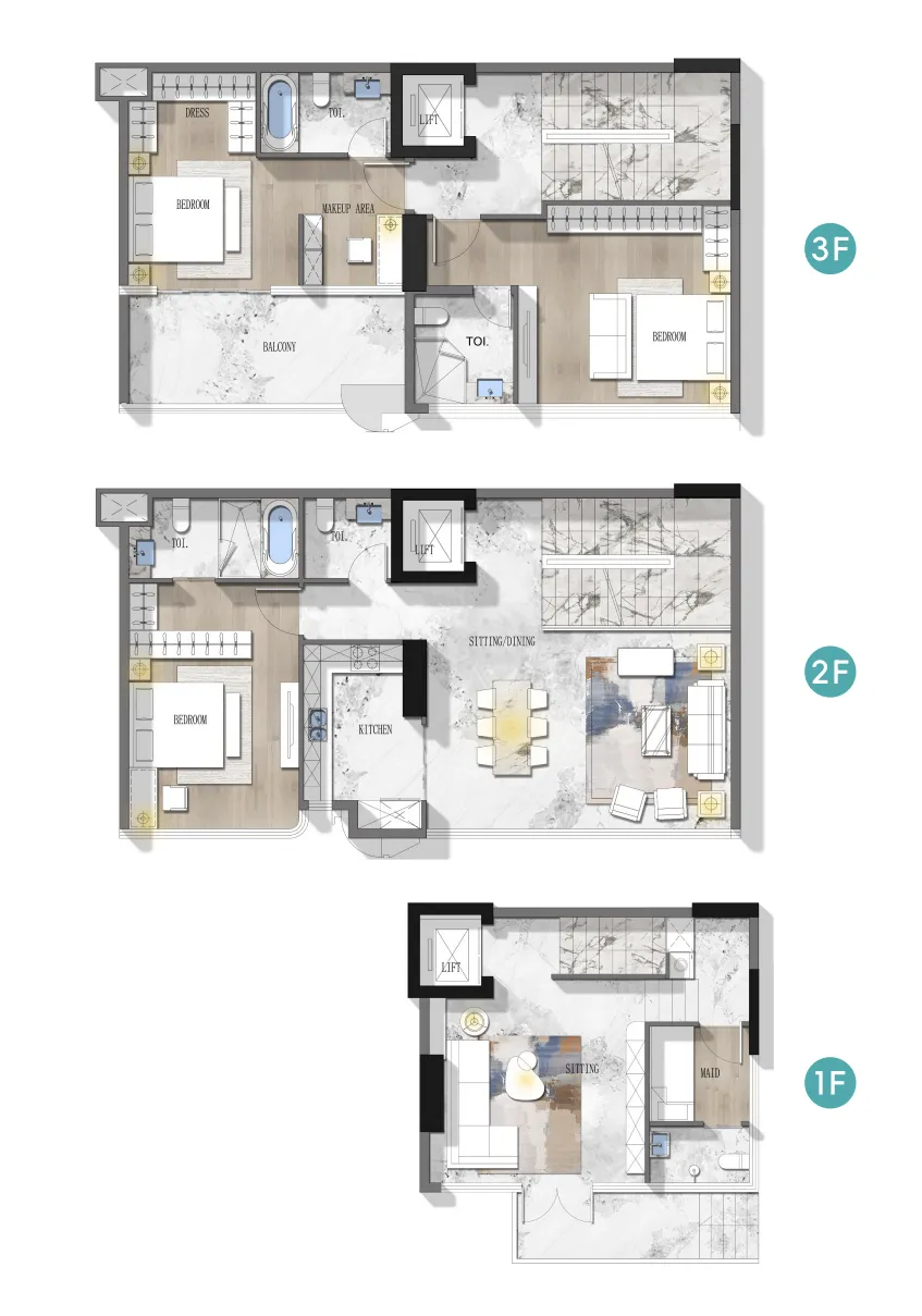 Stamn Nautis Residences 3 bed floor plan, 2,338 sqft