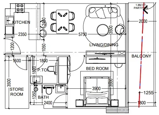 Al Haseen Residences 6 1 bed floor plan, 796 sqft