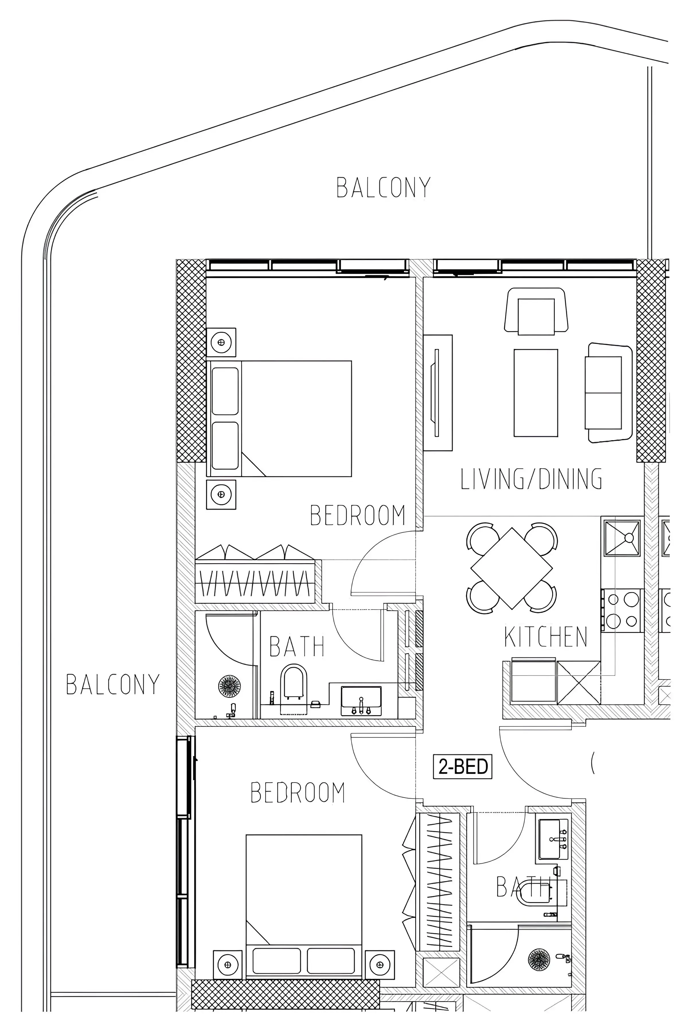 Elo 2 and 3 Damac 2 bed floor plan, 1,038 sqft
