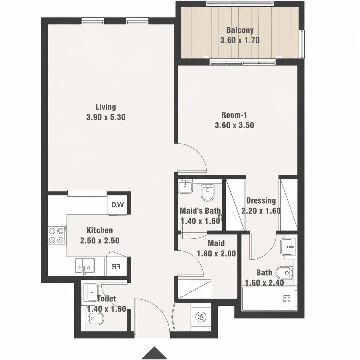 Bab Al Qasr Garden Residences 65 1 bed floor plan, 850 sqft