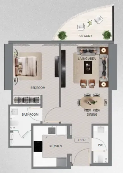 Maybach Ultimate Luxury 1 bed floor plan, 617 sqft