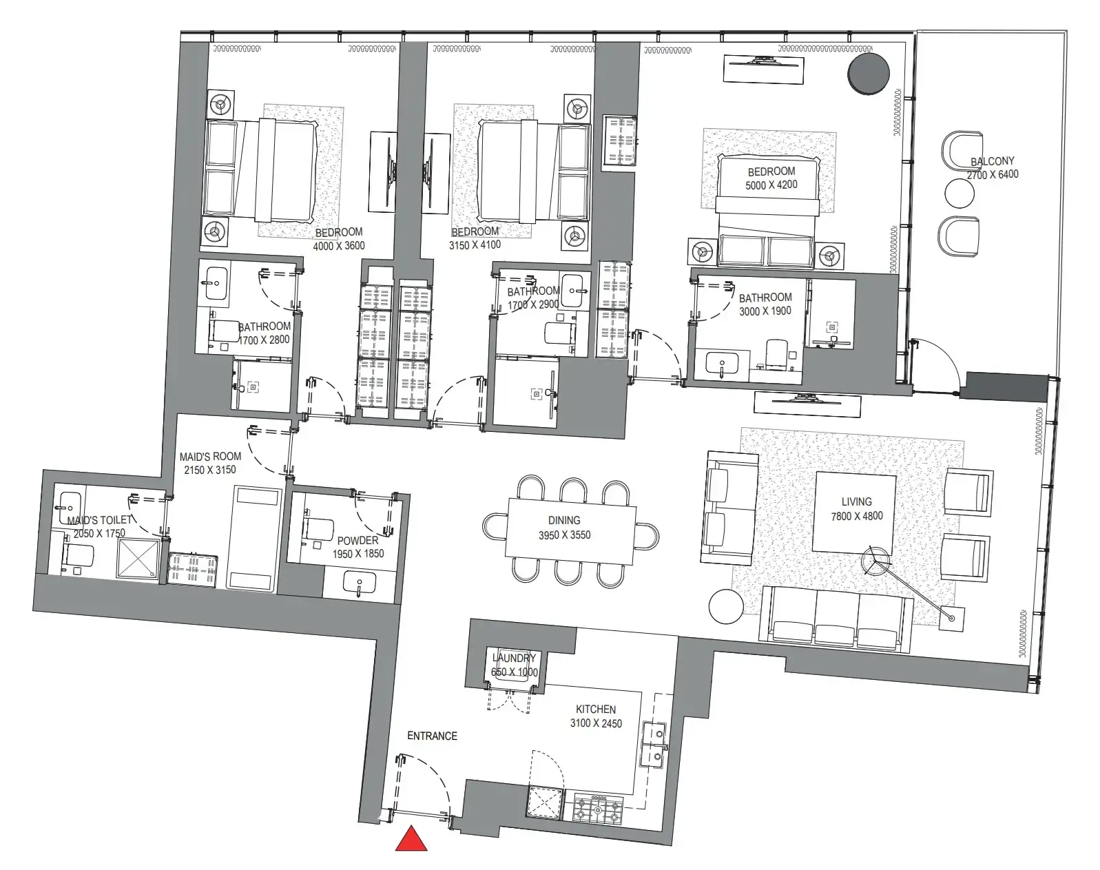 Sobha Seahaven 3 bed floor plan, 4,133 sqft