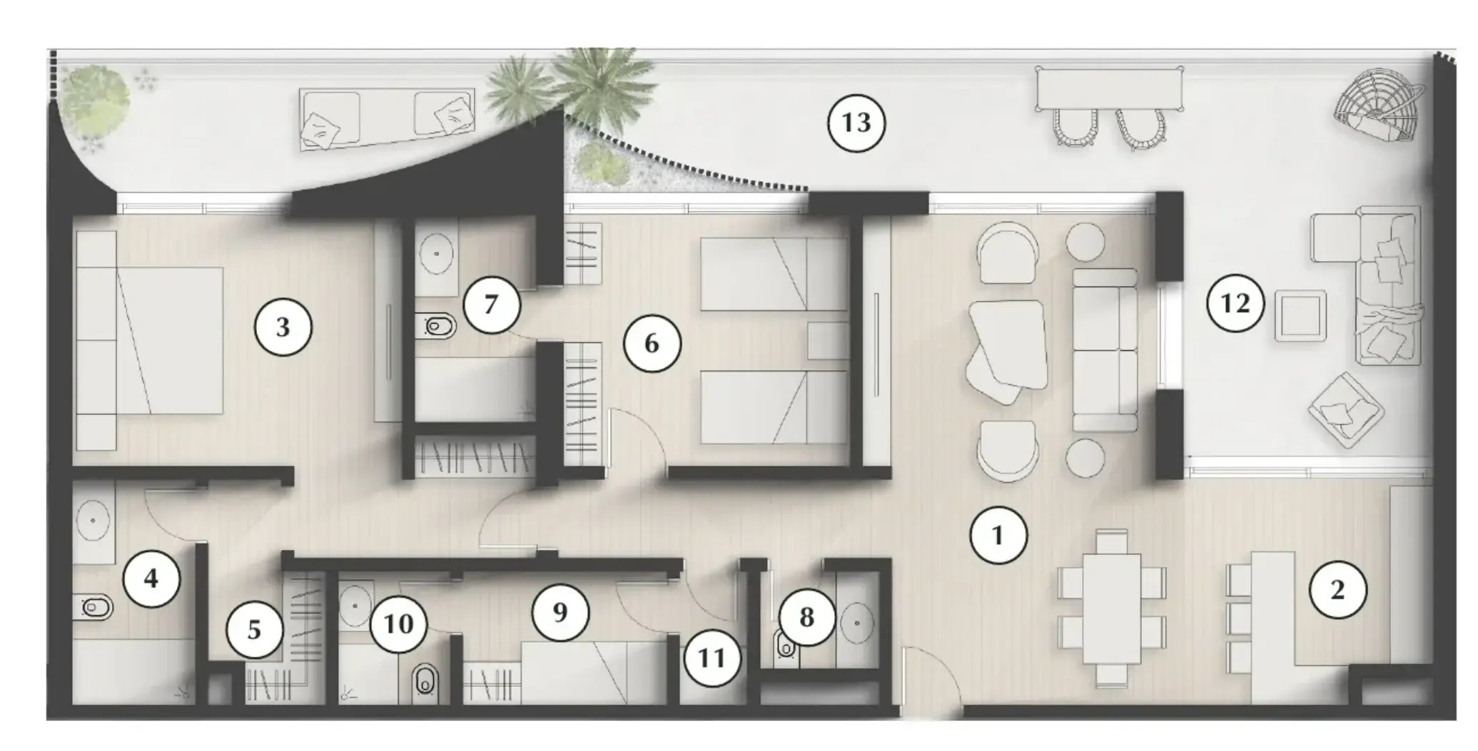 Lunaya Terraces 2 bed floor plan, 1,817 sqft