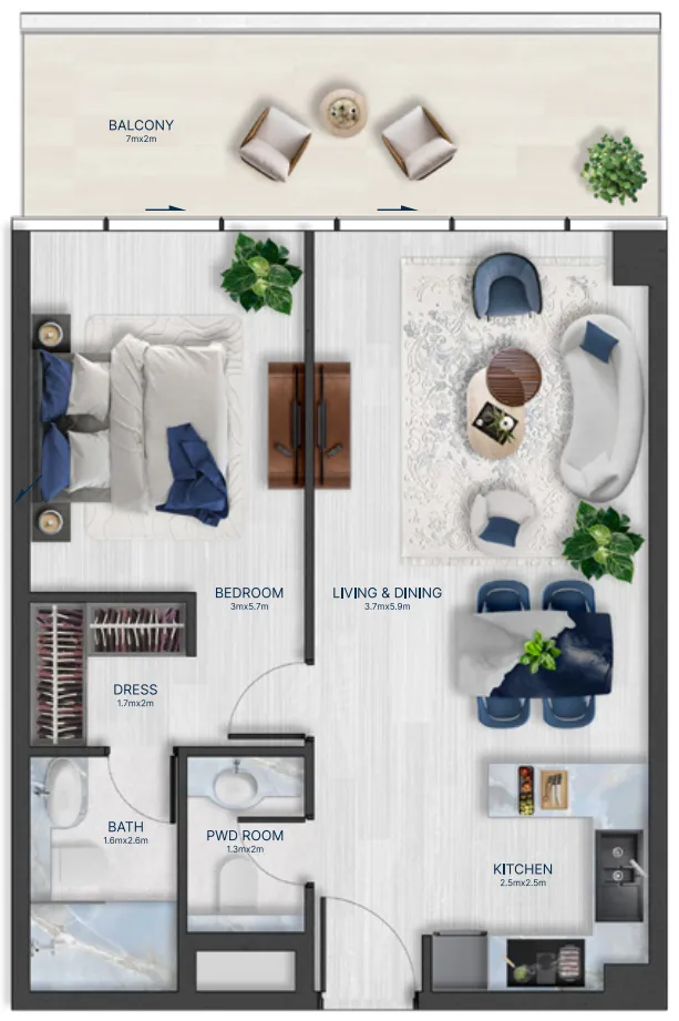 Acacia by BNW Developments 1 bed floor plan, 795 sqft