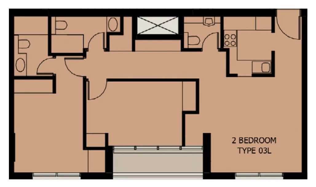 Al Mamsha Sharjah 2 bed floor plan, 1,233 sqft
