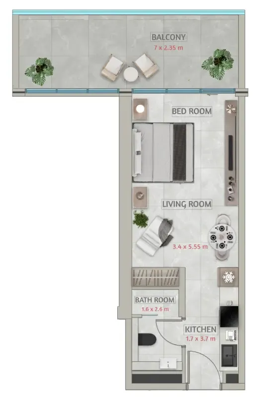 Sakura Gardens Studio floor plan, 562 sqft