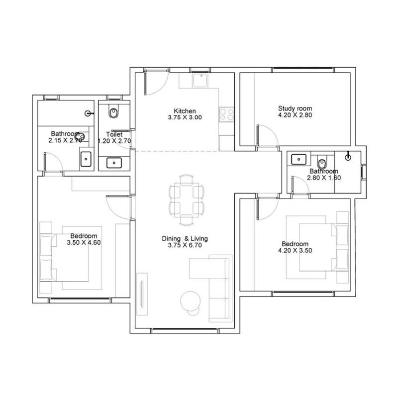 Hawana Salalah - Amazi 2 bed floor plan, 1,184 sqft