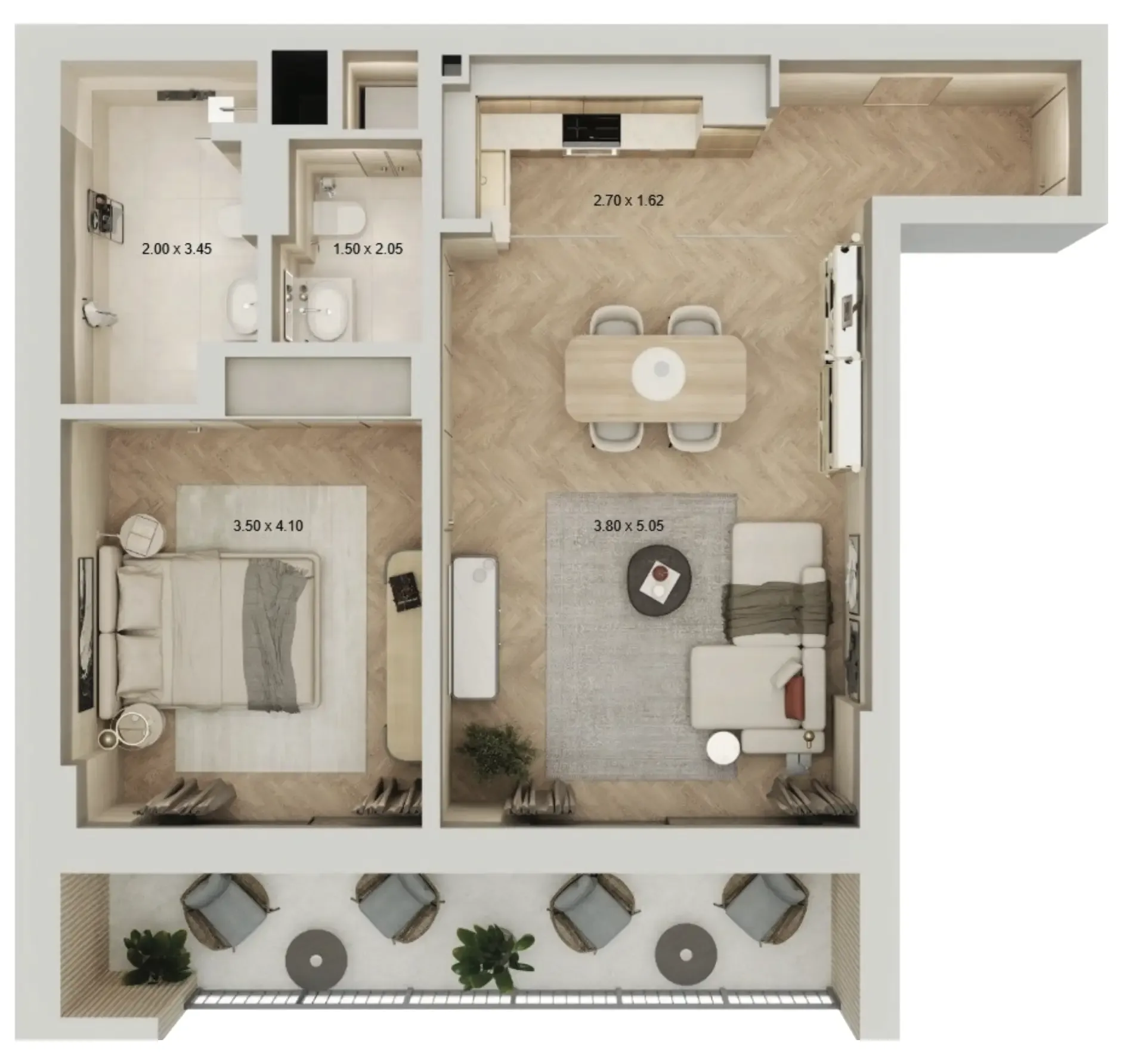 Arisha Terraces 1 bed floor plan, 903 sqft