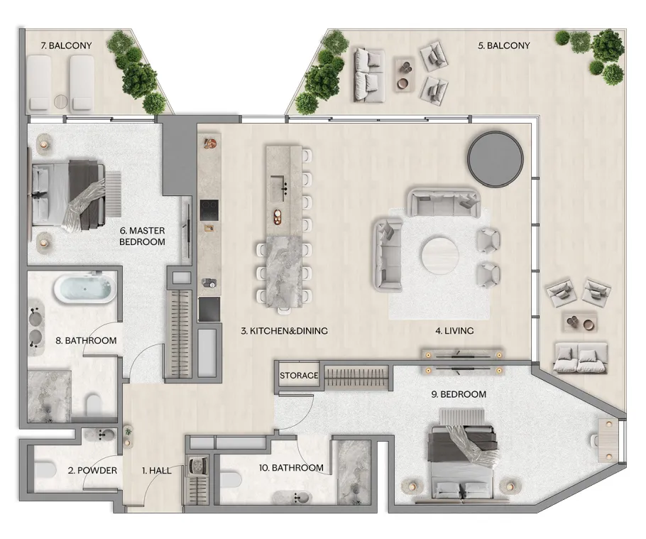 Riviera Residence 2 bed floor plan, 1,567 – 1,762 sqft
