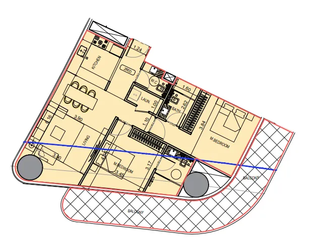 Binghatti Hillviews 2 bed floor plan, 1,382 sqft