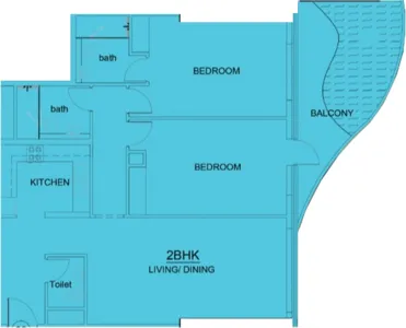 Volga Tower 2 bed floor plan, 1,384 sqft