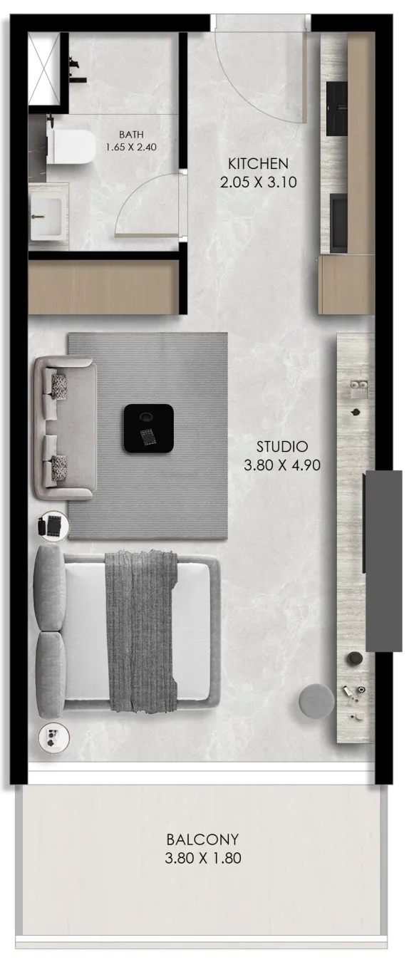Verano by Prescott Studio floor plan, 427 sqft