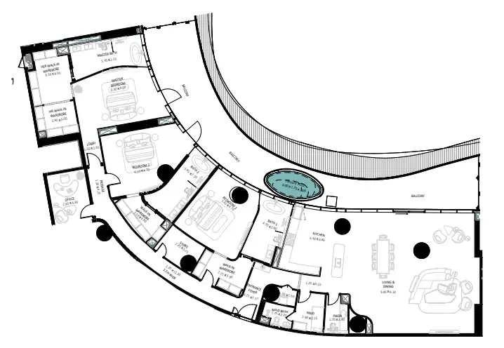 Bugatti Residences by Binghatti 3 bed floor plan, 4,973 sqft