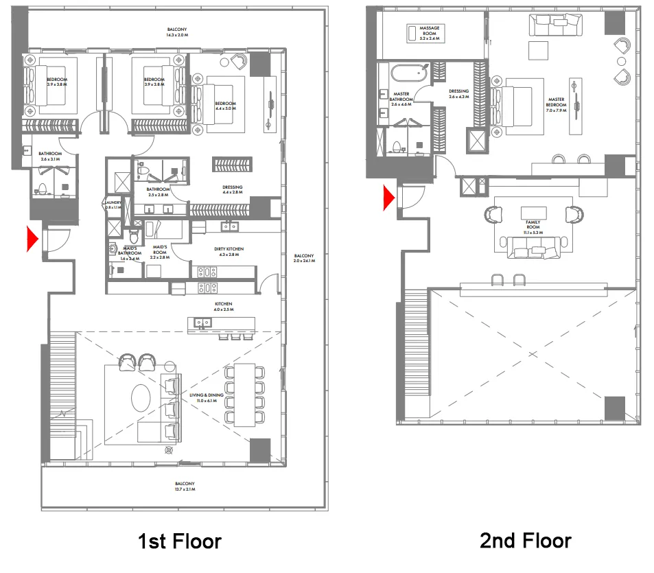 W The Residences by Arada 4 bed floor plan, 5,415 sqft