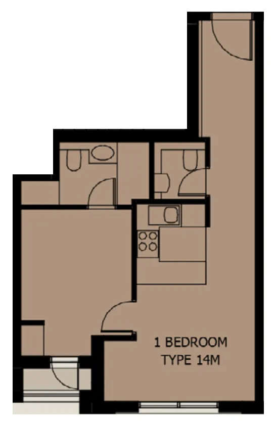 Al Mamsha Sharjah 1 bed floor plan, 622 sqft