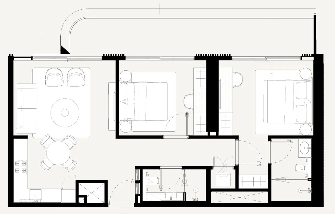 Azizi Abraham 2 bed floor plan, 1,019 sqft
