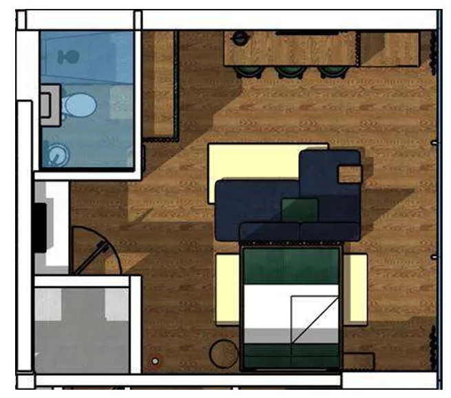 Swoi Loft Apartments Studio floor plan, 452 sqft