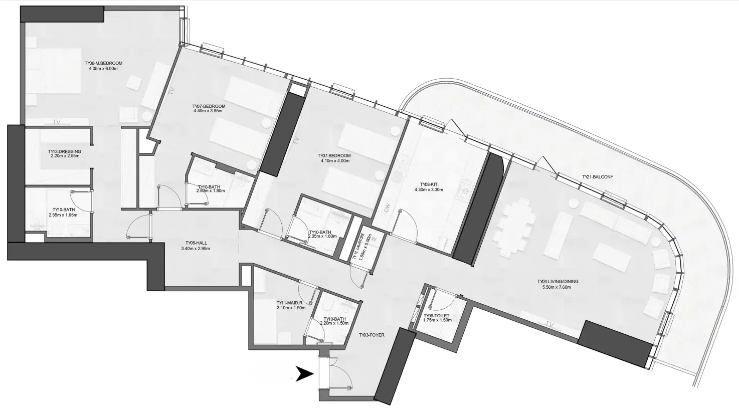 Joud Tower 3 bed floor plan, 2,780 – 2,782 sqft