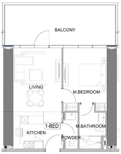Damac Safa Gate 1 bed floor plan, 866 sqft