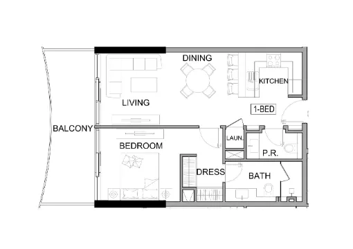 Damac Lagoons Views Phase 2 1 bed floor plan, 749 sqft