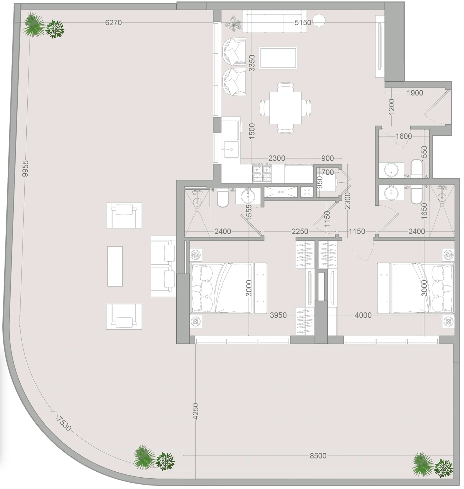 ALTA V1EW 2 bed floor plan, 2,122 sqft