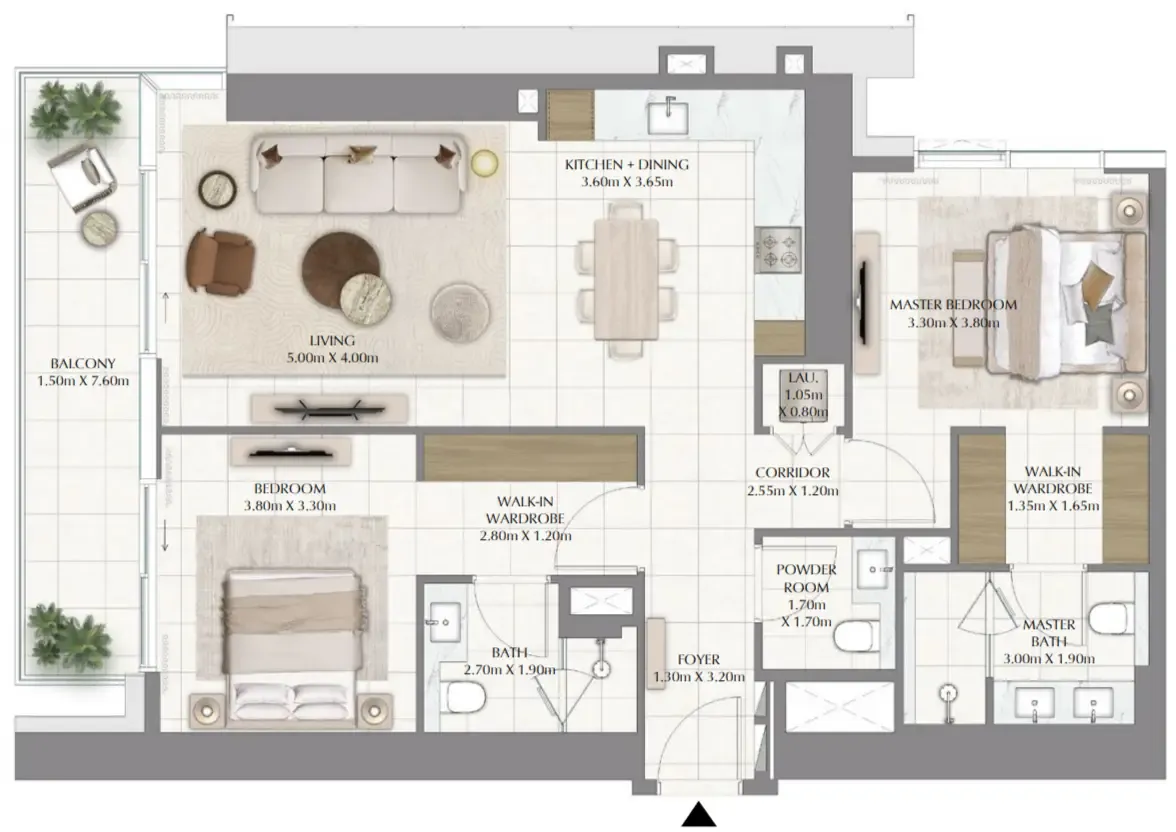 Valia 2 bed floor plan, 1,257 sqft
