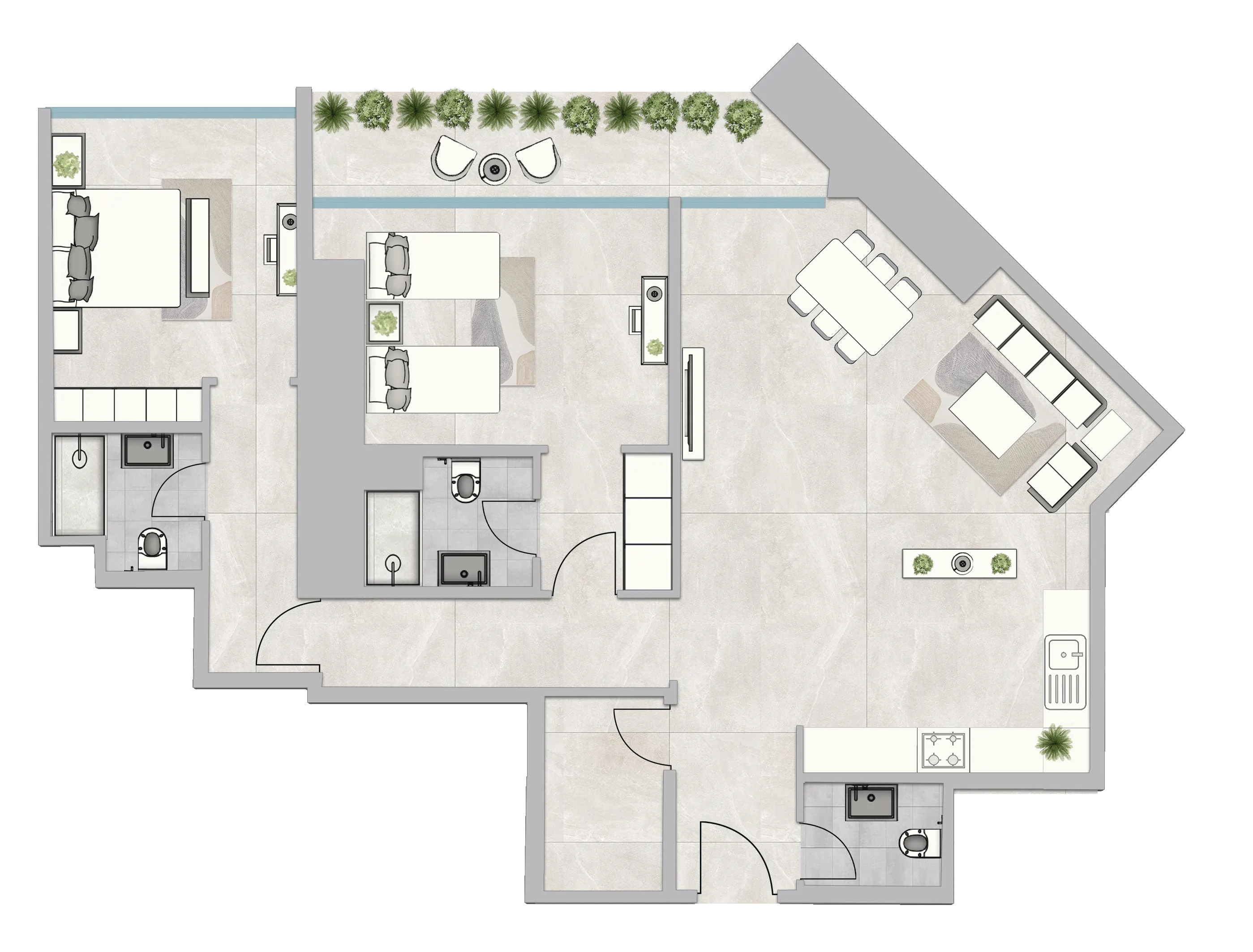 Infinity Tower 2 bed floor plan, 2,652 sqft