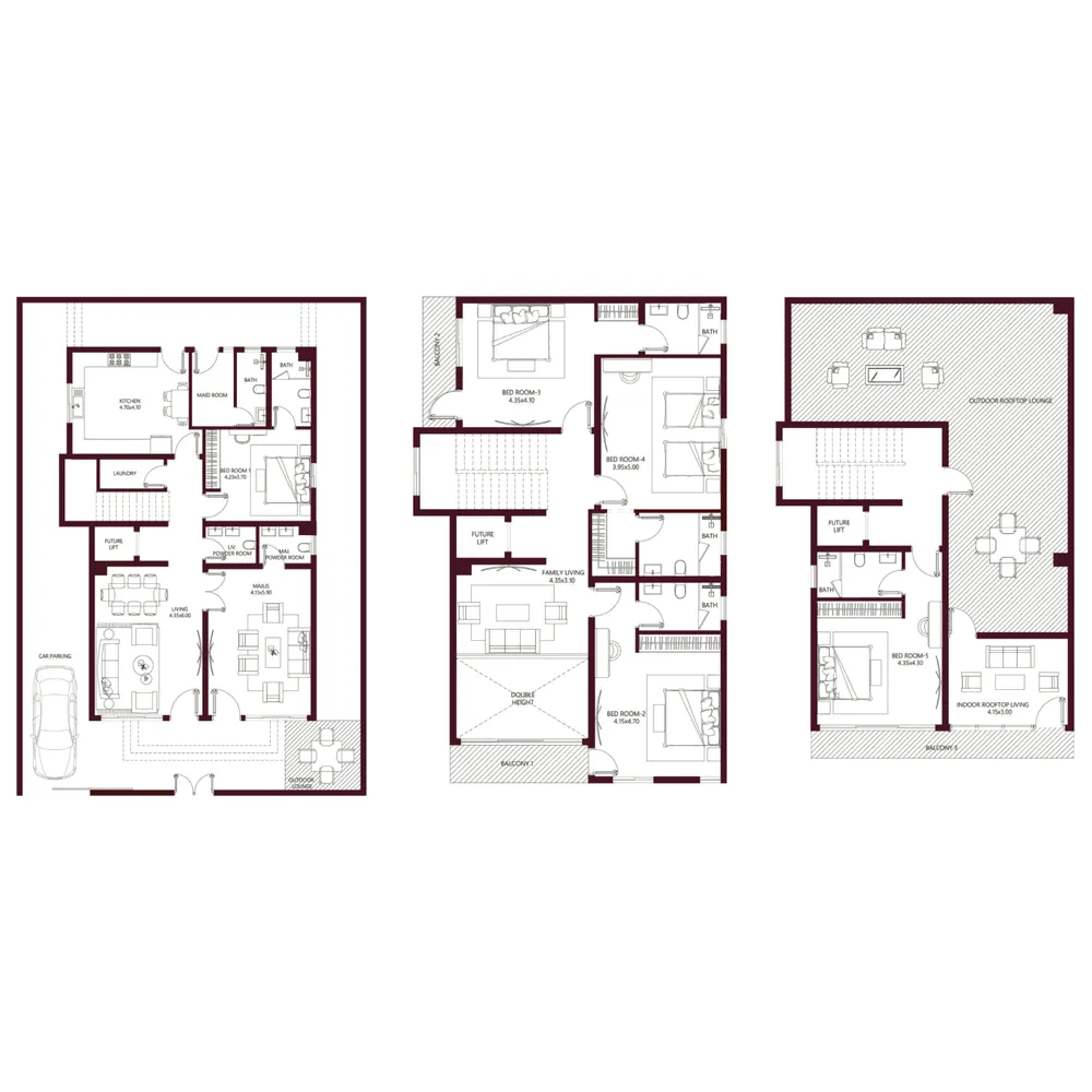 Kabbali Hills 5 bed floor plan, 4,003 sqft
