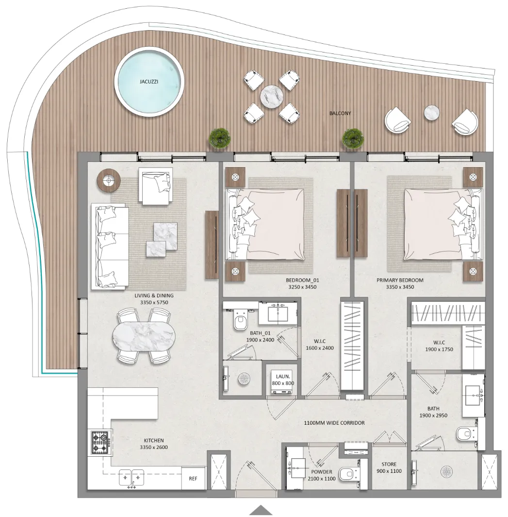 Mayfair Nexus 2 bed floor plan, 1,354 sqft