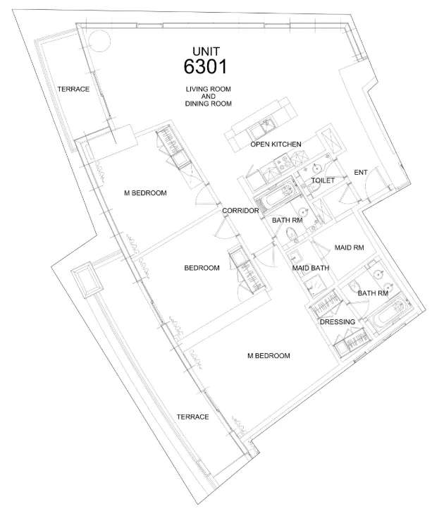 Damac Towers by Paramount 3 bed floor plan, 2,014 sqft