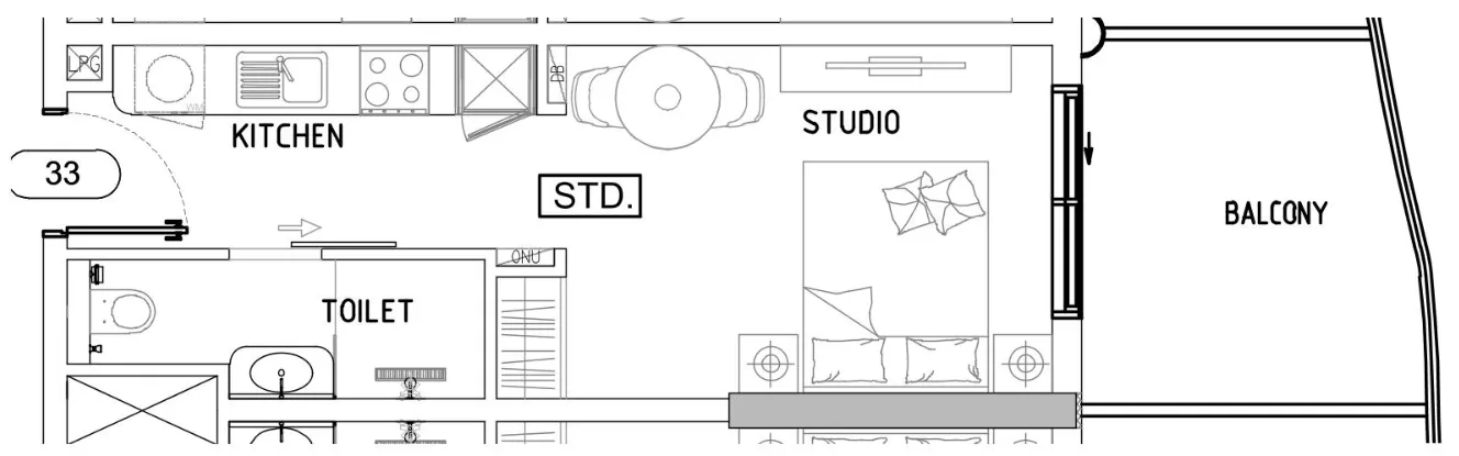 Damac Lagoons Views Phase 3 Studio floor plan, 401 – 404 sqft
