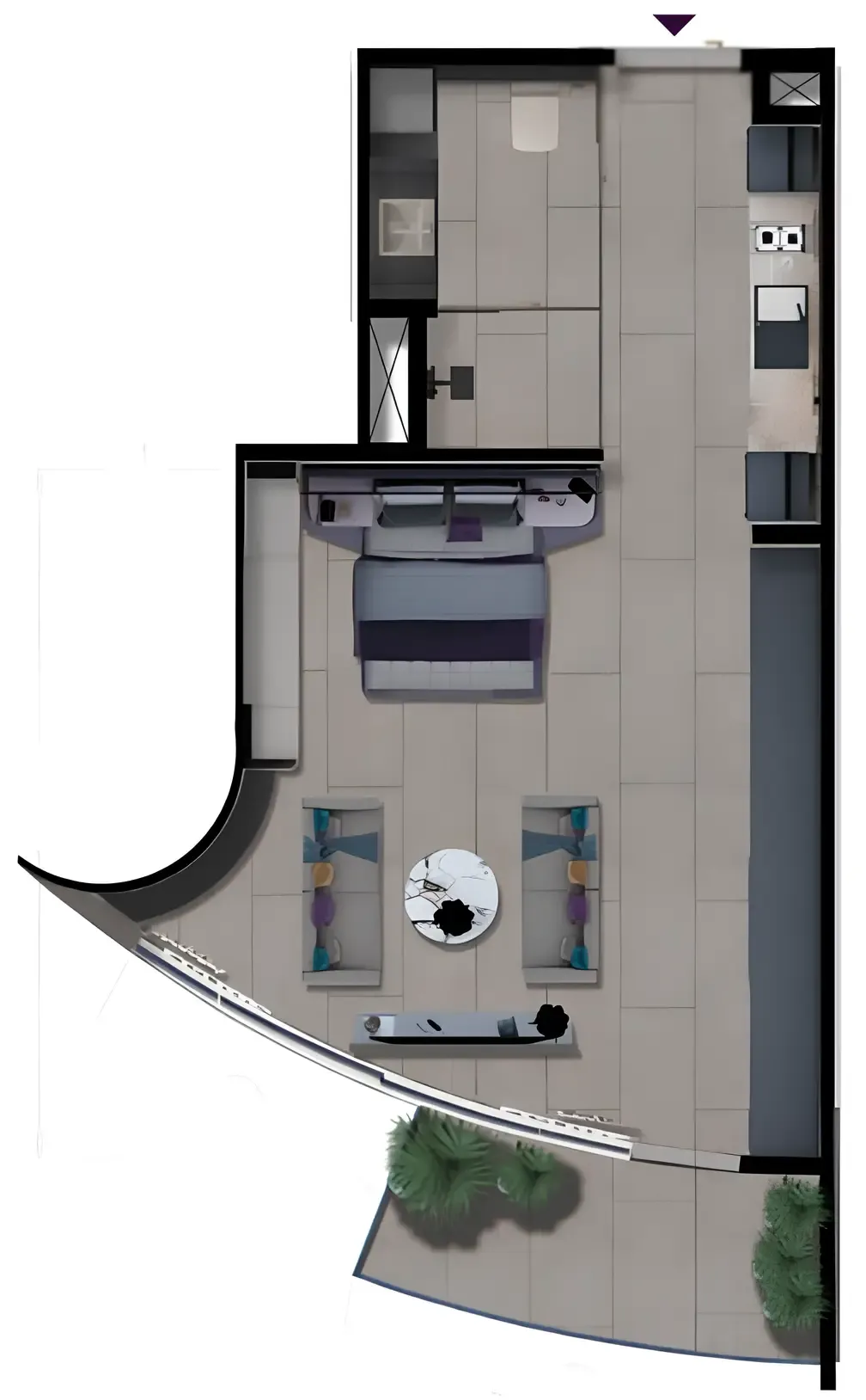 MBL Signature Studio floor plan, 595 sqft