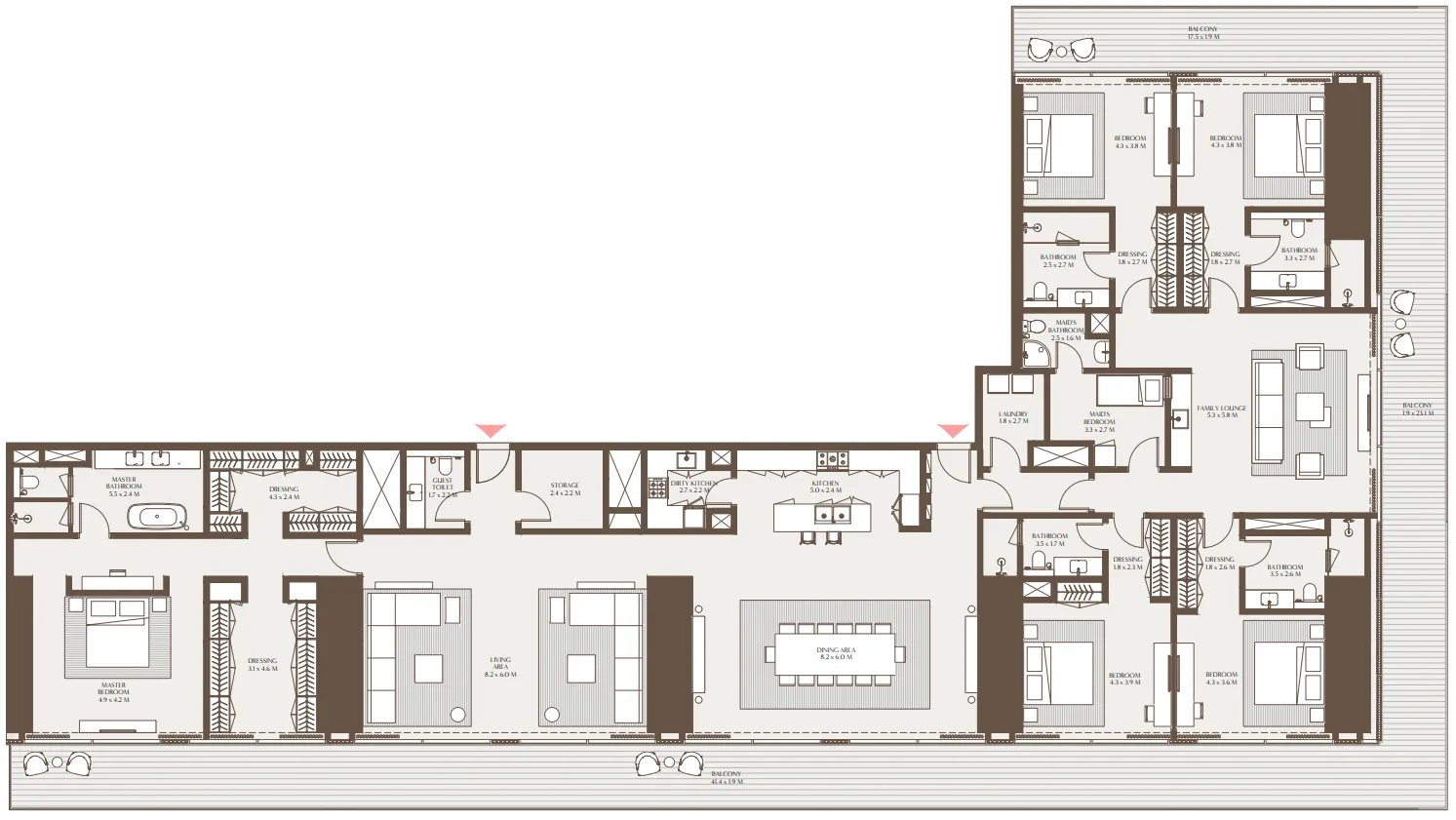Akala Residences 5 bed floor plan, 6,257 sqft