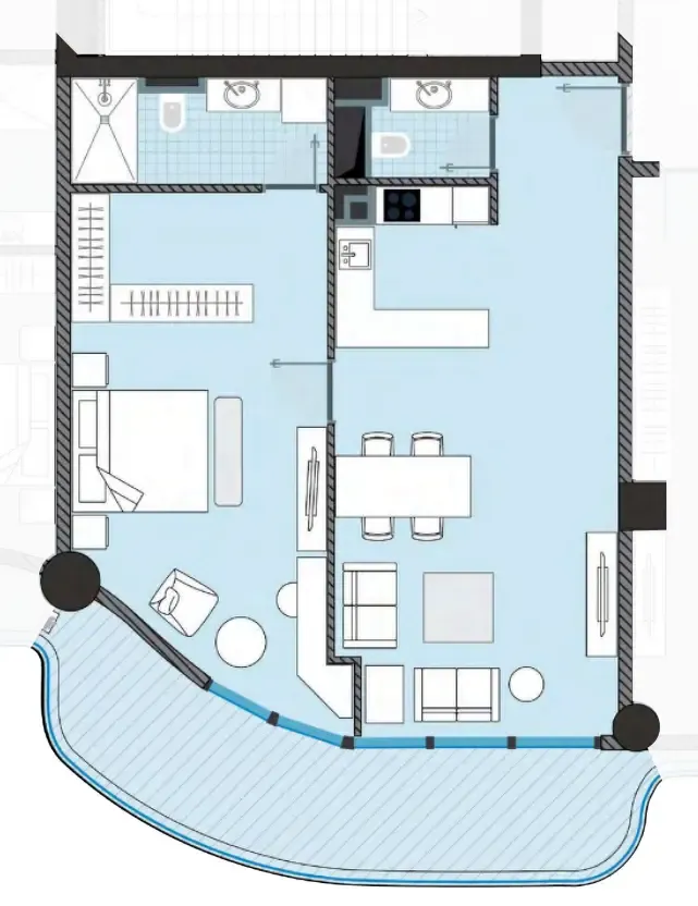 NEXT Coral 1 bed floor plan, 993 sqft