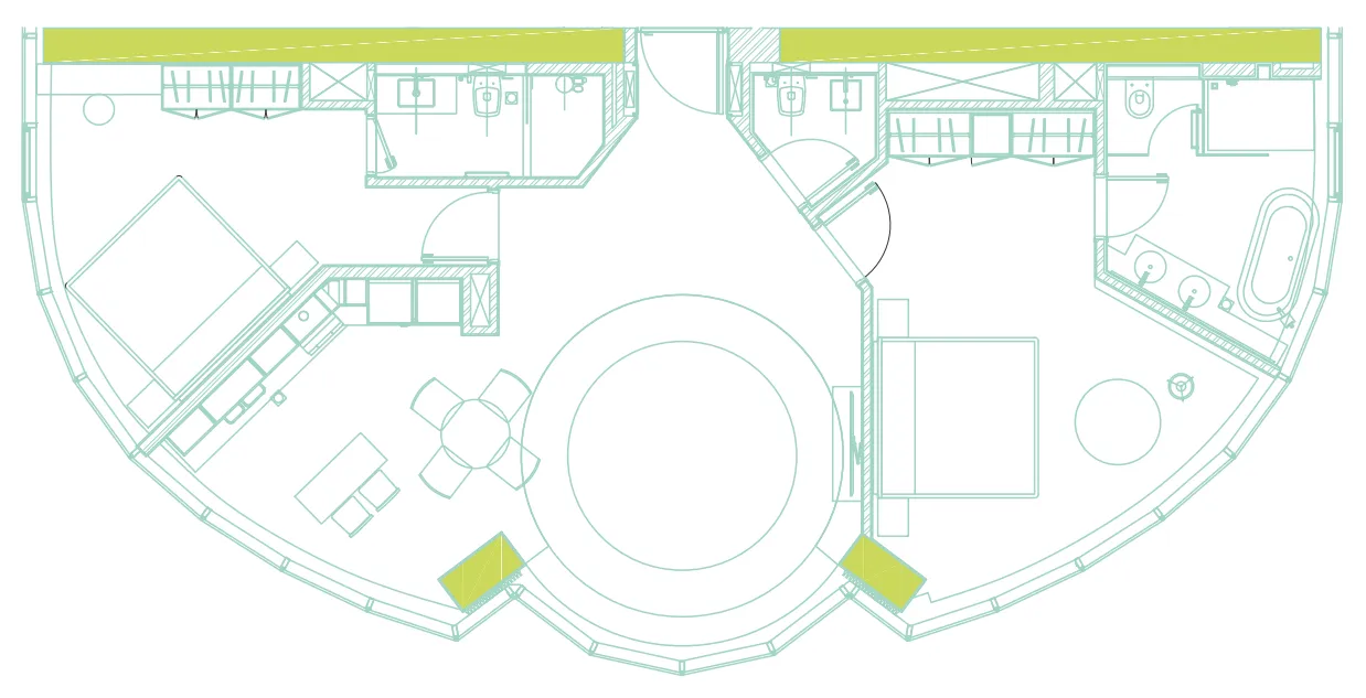 The Pad by Omniyat 2 bed floor plan, 1,216 – 1,217 sqft