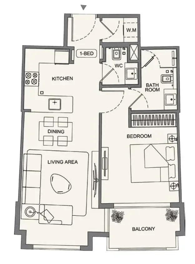 Binghatti Wraith 1 bed floor plan, 665 sqft