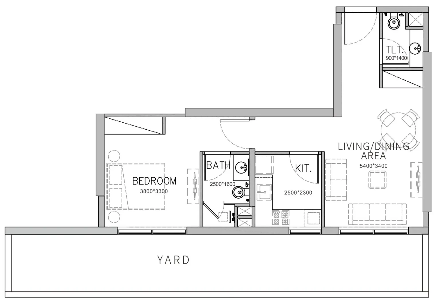 Stamn Yuni 1 bed floor plan, 954 sqft